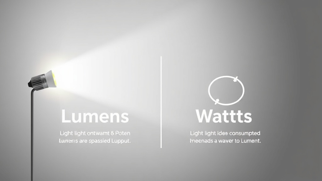 LED 전구 패키지에 표시된 루멘 수치와 와트 소비전력을 비교하는 상세 이미지